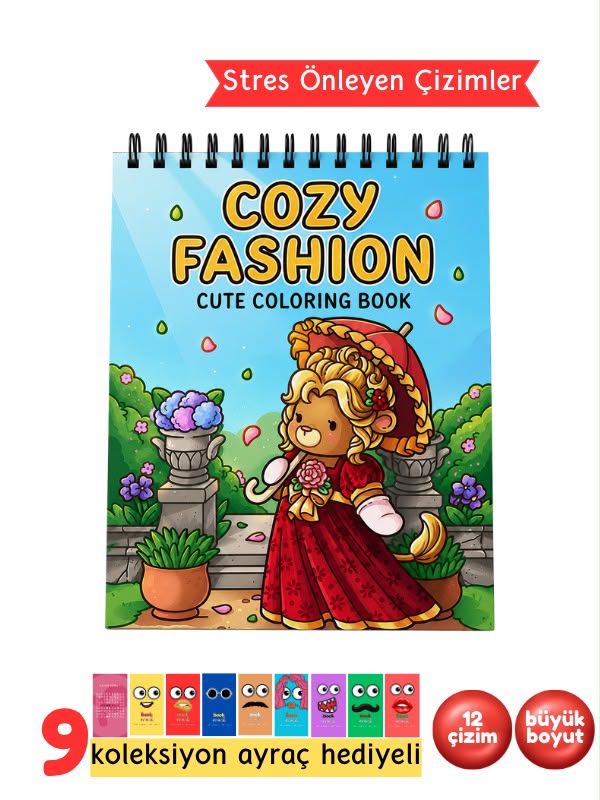 Cozy Fashion Boyama Kitabı - Yetişkinler İçin Rahatlatıcı Boyama Kitabı